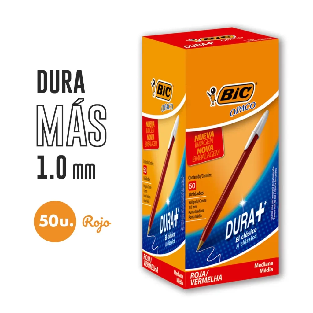 BOLIGRAFO BIC 1MM.OPACO ROJO
