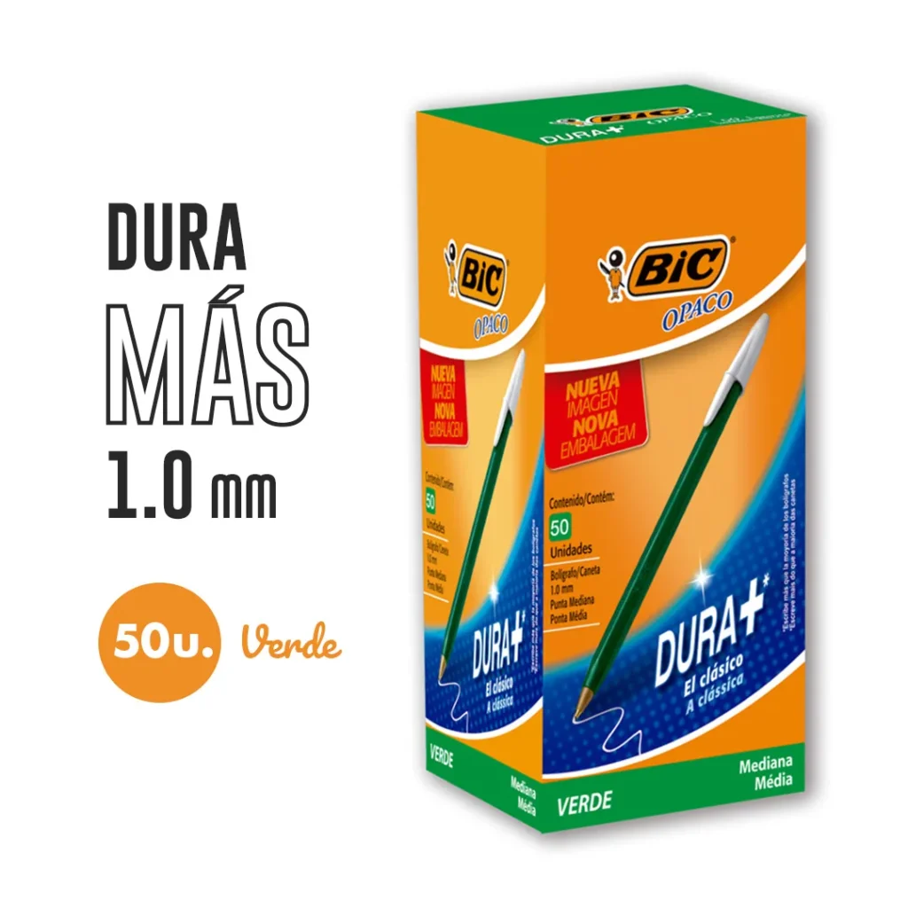 BOLIGRAFO BIC 1MM.OPACO VERDE