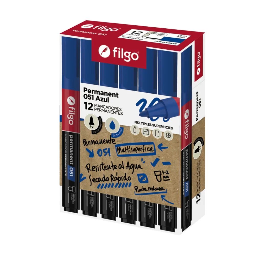 MARCADOR FILGO 051 AZUL PERM.PTA.RED.